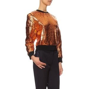 NWT 3.1 Phillip Lim Metallic Futuristic Sweatshirt Cropped Gold Sweater S $395